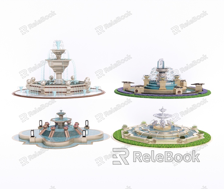 European-style fountain water fountain sketch water bowl waterscape water drop water bowl model