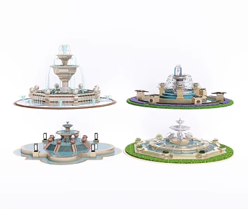 European-style fountain water fountain sketch water bowl waterscape water drop water bowl 3d model
