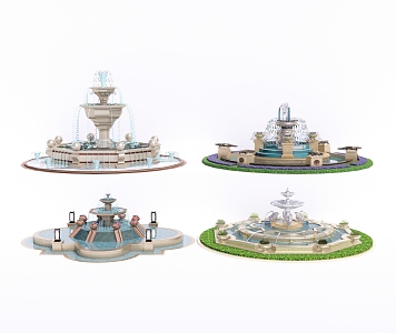 European-style fountain water fountain sketch water bowl waterscape water drop water bowl 3d model