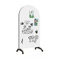Creative Musical Instruments and Art Supplies with Children's Drawings on Wooden Easels