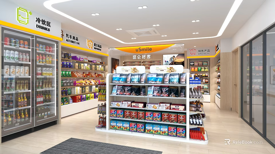 U6mile Store Interior Featuring Fresh Food Section Snacks And Daily Necessities 3d model 