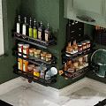 Wall Mounted Black Bathroom Cabinet Rack With Multi Layers For Toiletries Corner Storage