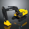 John Deere Yellow Black Crawler Excavator With Heavy Duty Bucket And Tracks