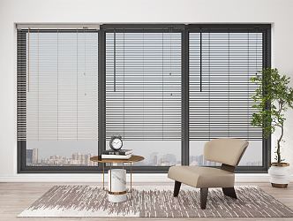 modern venetian blinds sunshade curtains office curtains 3d model