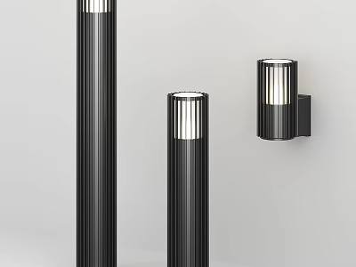 Modern Black Illuminated Wall Lamps For Interior Lighting With Vertical And Wall Mounted Striped Shades 3d model