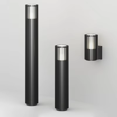 Modern Black Illuminated Wall Lamps For Interior Lighting With Vertical And Wall Mounted Striped Shades 3d model