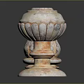 Two Classical Stone Pillars With Carved Leaf Patterns And Textured Bases