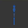 Ornate Weapon Staff Featuring Tower Shaped Top And Carved Wooden Shaft