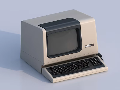 Vintage Retro Desktop Computer With Classic Monitor And Built in Keyboard 3d model