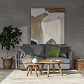 Nordic Sofa Coffee Table Combination 3d model