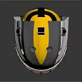 Gray Yellow And White Hockey Helmet With Metallic Protective Cage And Durable Shell Design