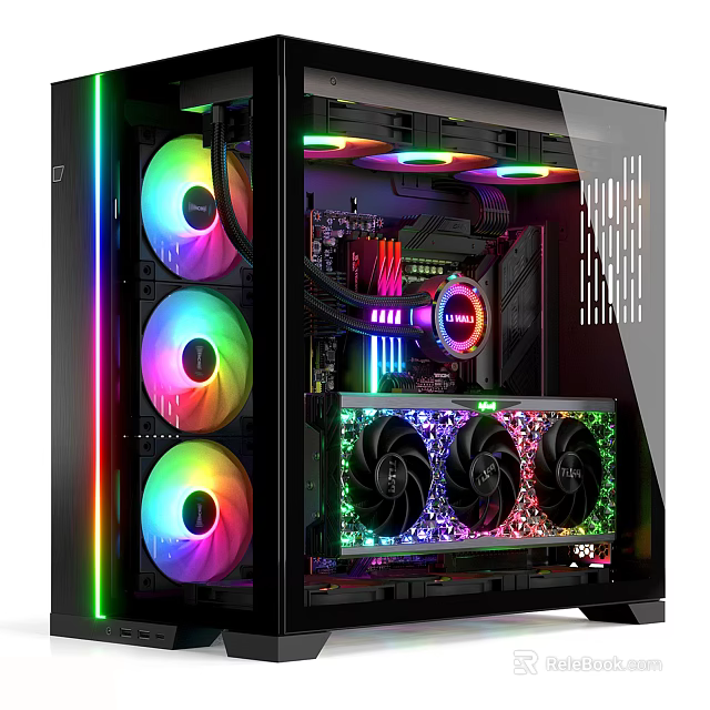 RGB Gaming PC Case With Transparent Side Panel And Colorful LED Fans 3d model 