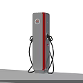 Electric Car Charging Station with White Red Stripe and Dual Charging Cables
