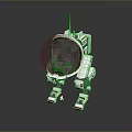 White Sci Fi Game Anime Robot Character With Transparent Spherical Head Antenna And Mechanical Legs