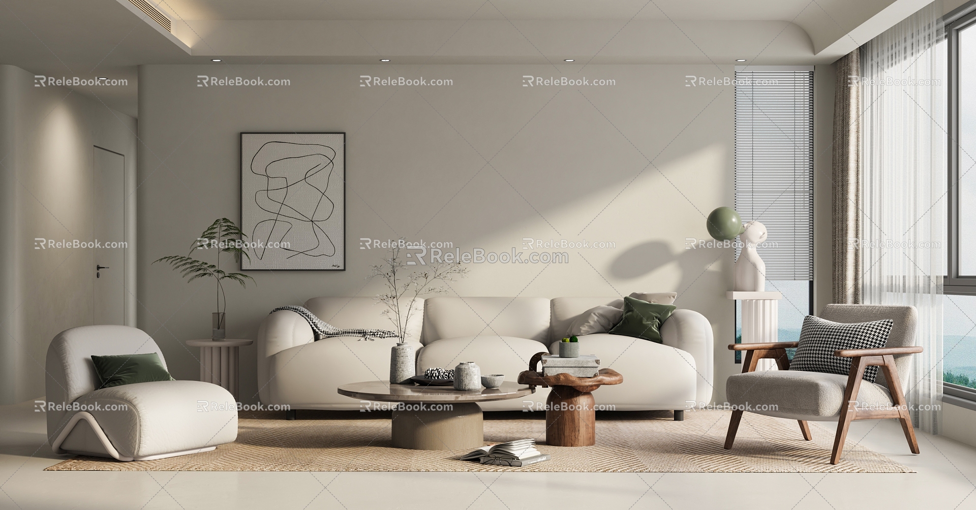 Cream wind living room wind Cream wind Cream wind warm doctrine living room 3d model