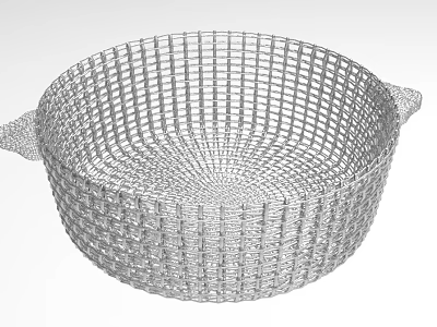 Stainless Steel Metal Mesh Kitchen Basket With Dual Handles For Cooking Use 3d model