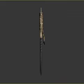 Traditional Weapon Dagger With Braided Wooden Handle And Carved Metal Blade