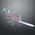Red Handle Multifunctional Pocket Knife With Blade Bottle Opener And Screwdriver Tools 3d model