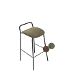 Modern Bar Stools With Metal Frame And Green Beige Seats In Various Angles