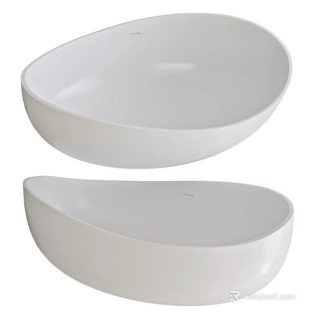 Two Sleek White Oval Ceramic Washbasins With Modern Design And Above Counter Mounting 3d model 