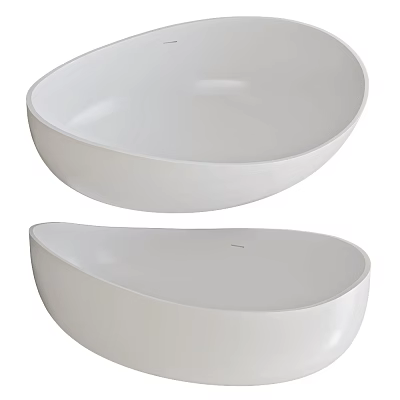 Two Sleek White Oval Ceramic Washbasins With Modern Design And Above Counter Mounting 3d model