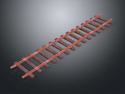 Red Metal Railway Track Equipment Featuring Wooden Sleepers And Rail Sections 3d model