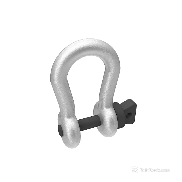 Silver Metal Shackle With U Shaped Design And Black Bolt Fastener 3d model 