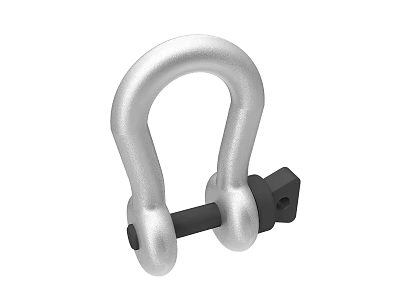 Silver Metal Shackle With U Shaped Design And Black Bolt Fastener 3d model