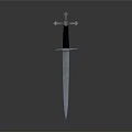 Medieval Sword With Crossguard Black Hilt And Sharp Metal Blade