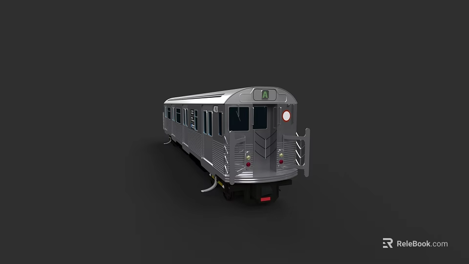 Silver Modern Subway Train With Front Headlights And Side Windows 3d model 