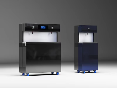 Modern Standing Water Dispensers With Digital Display And Wheels In Black And Blue 3d model
