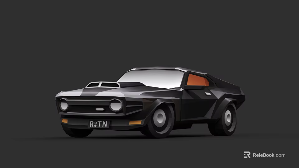 Black Vintage Sports Car With Angular Lines And Unique Retro Design 3d model 