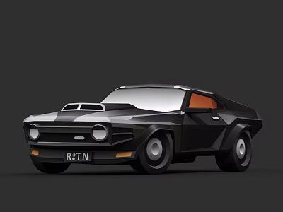 Black Vintage Sports Car With Angular Lines And Unique Retro Design 3d model