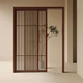 sliding door partition solid wood 3d model