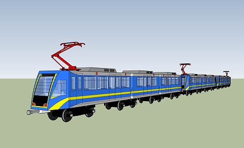 Modern tram train subway high-speed rail train 3d model