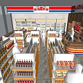 Supermarket Department Store Interior With Organized Shelves Various Products And Checkout Counter