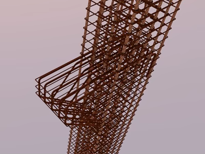 Brown Metal Grid Structure Industrial Framework With Light Purple Sky Background 3d model