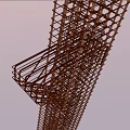Brown Metal Grid Structure Industrial Framework With Light Purple Sky Background 3d model