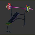 Fitness Equipment Bench Press Rack with Black Red Edge Pad and Colorful Weight Plates Barbell