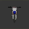 Blue And White Off Road Motorcycle Sporty Design With Rugged Tires And Orange Forks