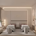 Modern Beauty Salon Interior With Comfortable Treatment Beds And Soft Lighting