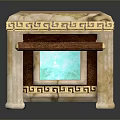 Ornate Decorative Box With Turquoise Top Greek Key Pattern And Gold Trim