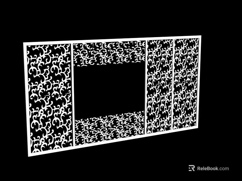 Decorative Partition With Hollowed Out Patterns And Panel Structure Design 3d model