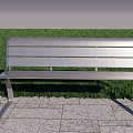 Silver Metal Outdoor Chair With Modern Design On Tiled Ground And Grass Background