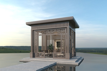 New Chinese Style Pavilion Landscape Pavilion 3d model