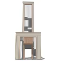 Modern Elevator Interior Design With Transparent Glass And Wooden Frame 3d model