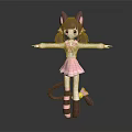 Game and Movie Character With Pink Cat Ears Twin Tails White Top And Pink Skirt