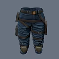 Deep Blue Tactical Cargo Pants With Adjustable Straps Multiple Pockets And Knee Pads 3d model