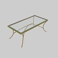 Elegant Coffee Table With Gold Metal Frame And Glass Top