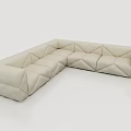 Modern L Shaped Ivory Sofa Set With Geometric Tufted Design And Comfortable Seats 3d model